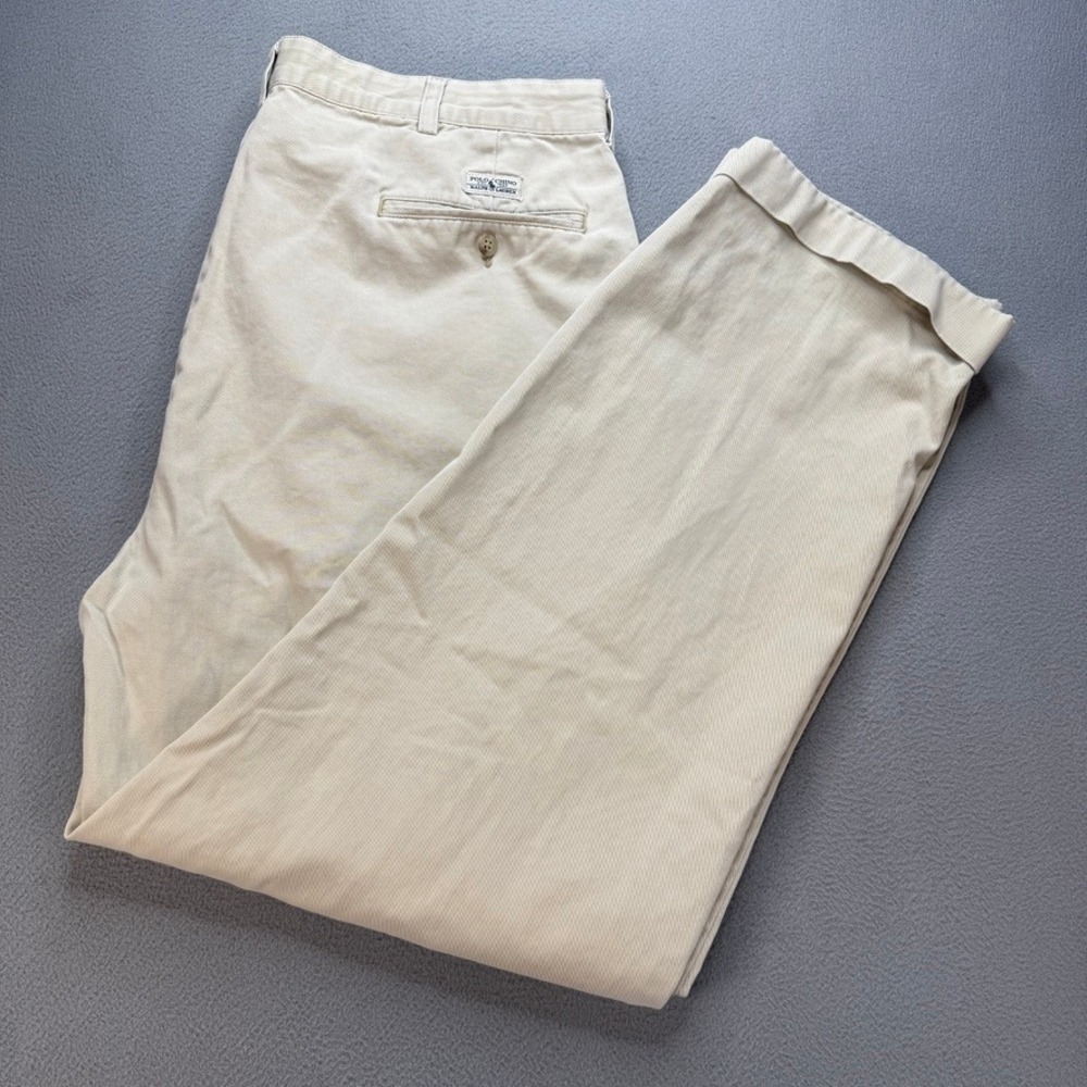 VTG Polo‎ Ralph Lauren Chino Pants Andrew Pant 38x32 (FIT 36x30) Khaki Pleated P